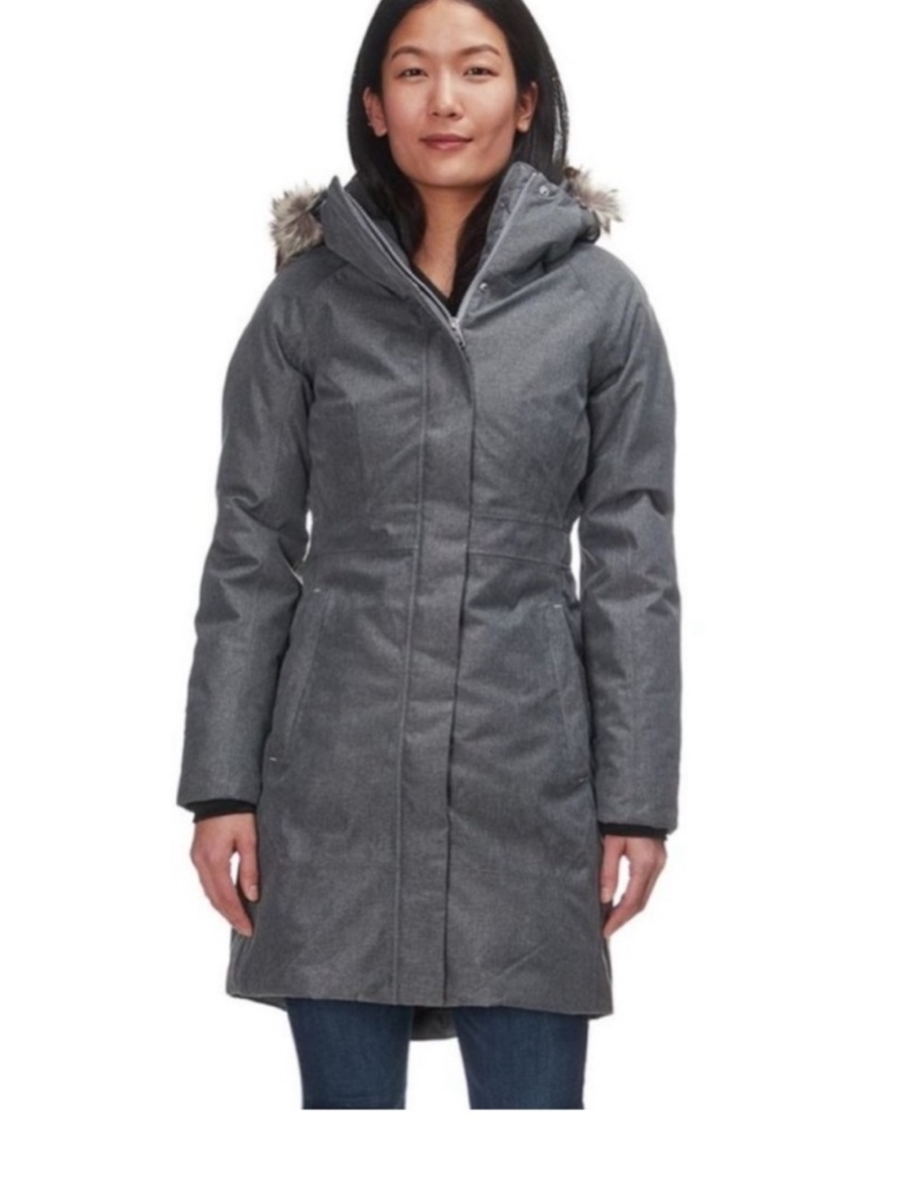 TNF Arctic Down Parka L Gray Herringbone Print Lining F15 - Picture 2 of 15